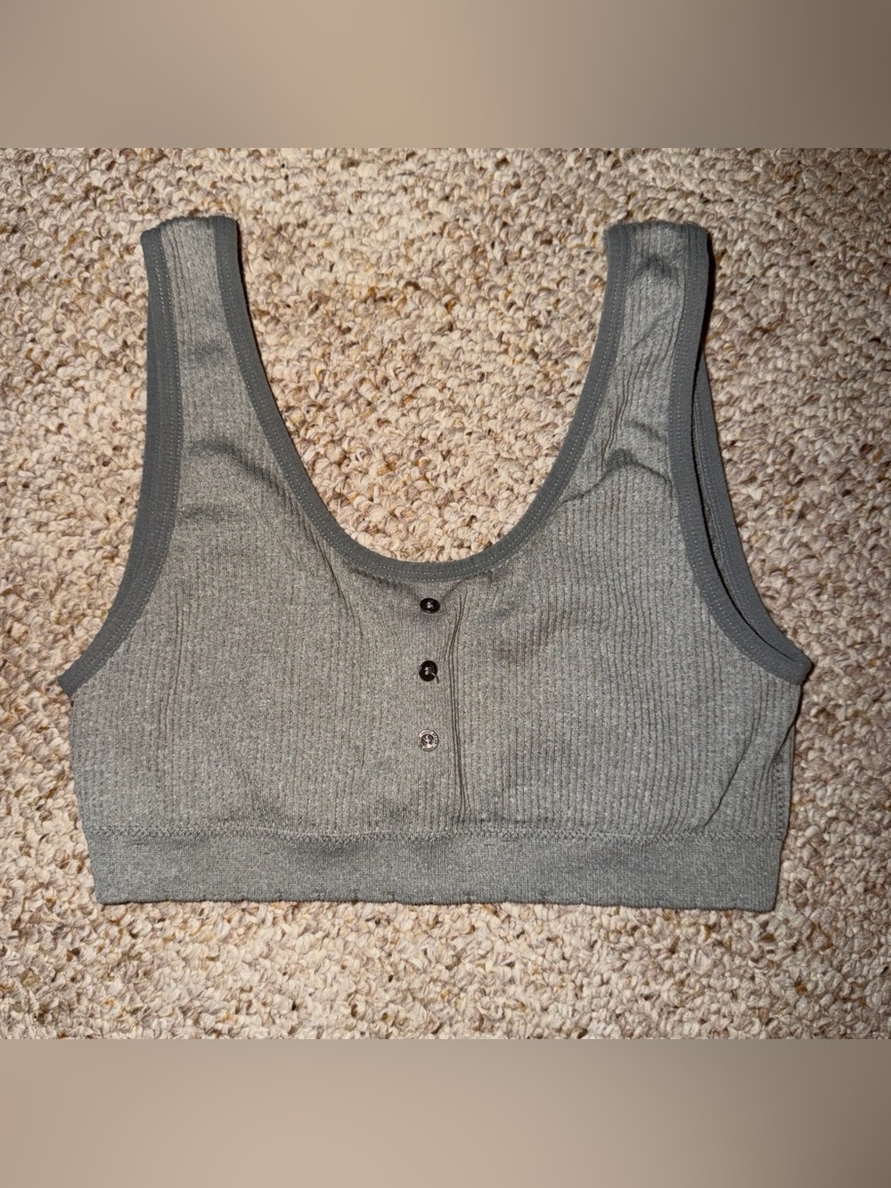 Cozy Ribbed Scoop Neck Bralette Tank Size Medium